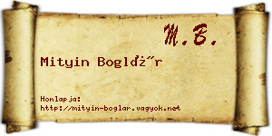 Mityin Boglár névjegykártya
